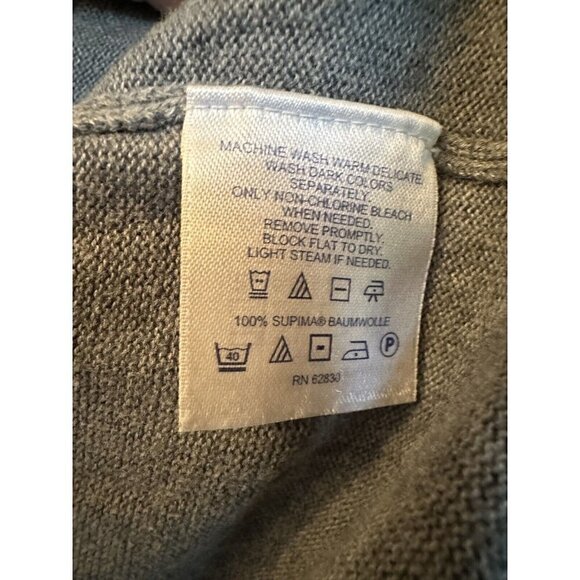 Lands End V Neck Sweater Mens Large Gray Pullover Wool 100% Supima Baumwoole - Picture 4 of 5